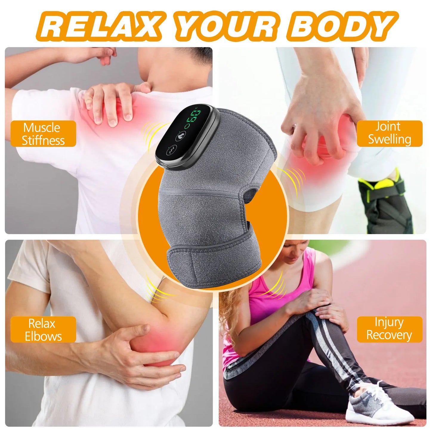 3 in 1 Electric Heating Massage Belt Knee Shoulder Vibrator Hot Compress Joint Physiotherapy Support Brace Arthritis Pain Relief