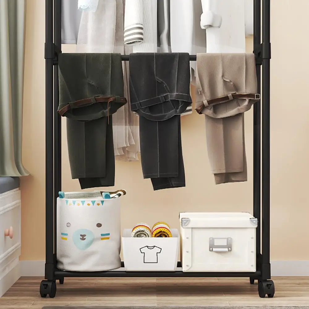 Rolling Garment Rack Metal Clothes Rack On Wheels Closet Organizers And Storage Multi-Functional Wardrobe Space Saver For