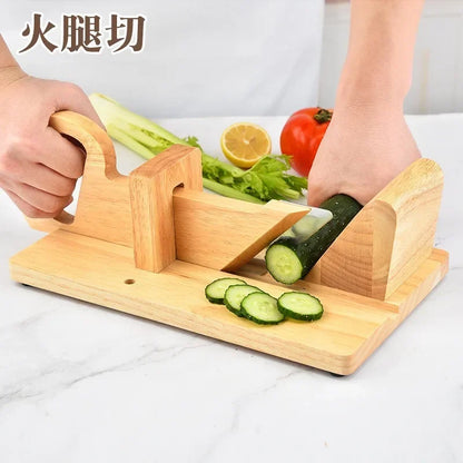 Wooden Sausage Guillotine Meat Slicer Cutter With Blade  Safety Lock Peg, Food Cutters Kitchen accessories Gadget for Home