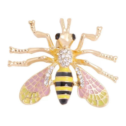 Vintage Classic Women Luxury Bee Crystal Brooch Jewelry Big Rhinesotne Metal Insect Badges For Lady Suit Coat Brooches Pins Gift