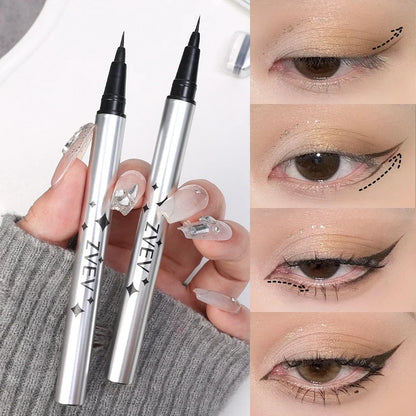 Reusable Eyelash Stamps Pen 2 in 1 Lower Eyelash Seal Tool Quick Dry Black Brown Liquid Eyeliner Pen Eyelash Simulation Makeup