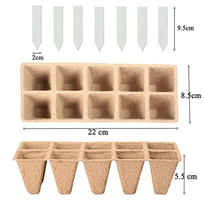 10/20Pcs Seed Starter Tray 10 Cells Biodegradable Pots Seedling Germination Trays Plant Starter Trays for Garden Balcony Plants