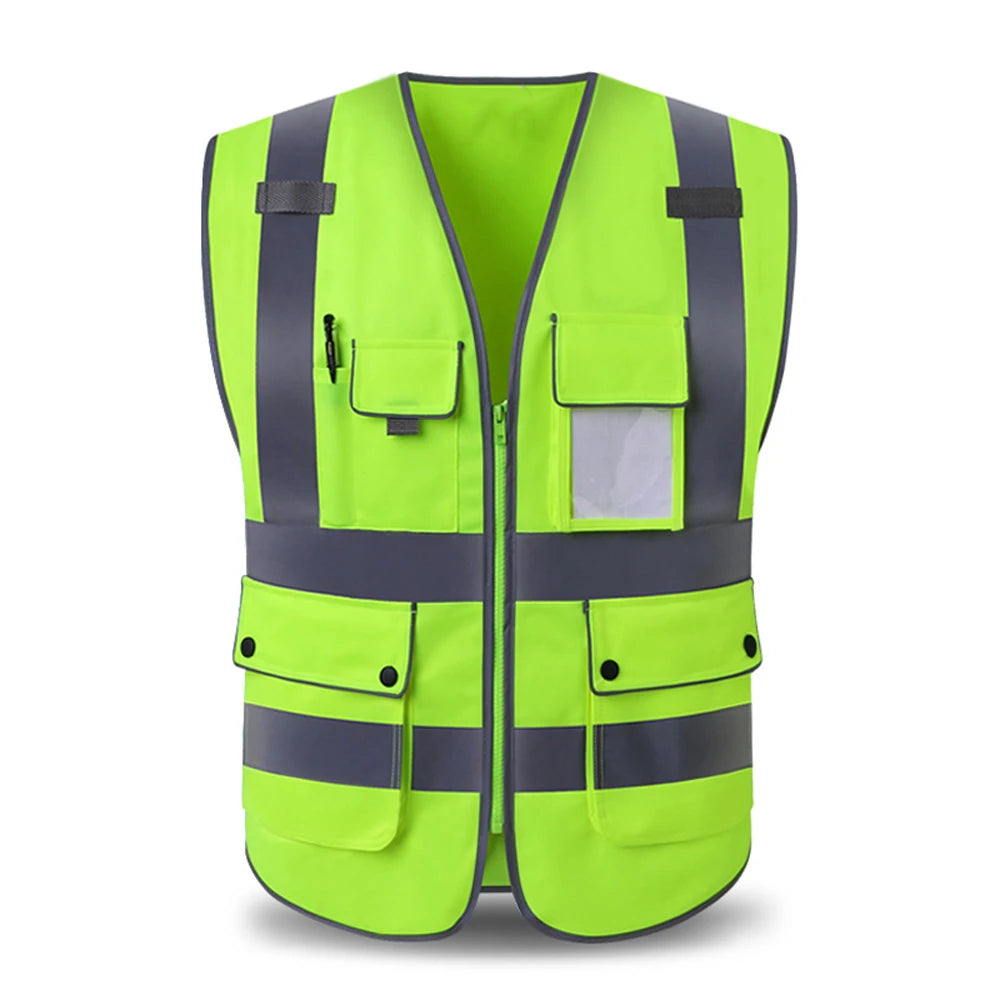 Reflective Vest High Visibility Safety Vests Multi Pockets Construction Workers Security Working Clothes Hi Vis Workwear