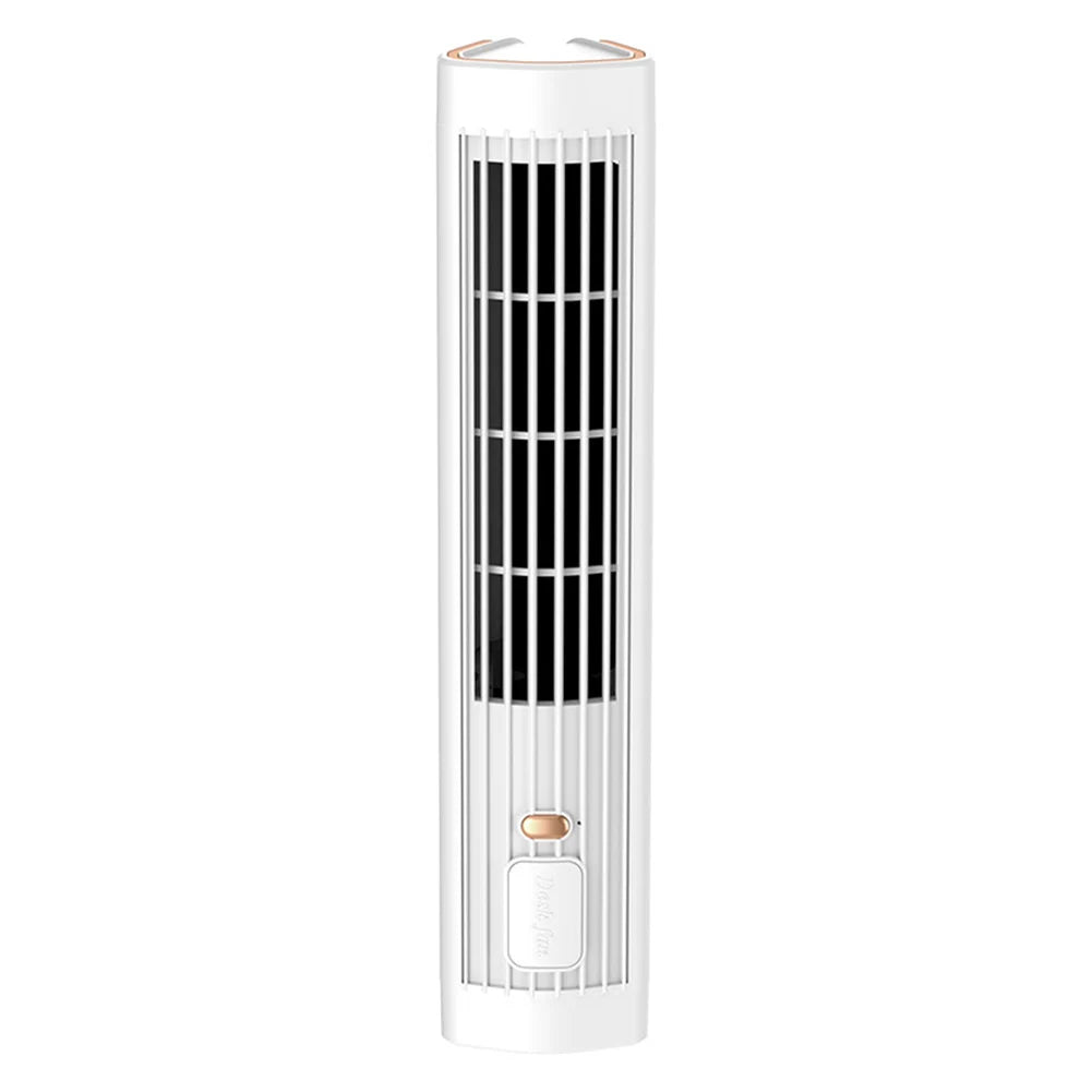 Electric Table Fan 1200mAh Mini Vertical Air Conditioner Bladeless Tower Fan USB Rechargeable 3 Speed Bladeless Floor Air Cooler