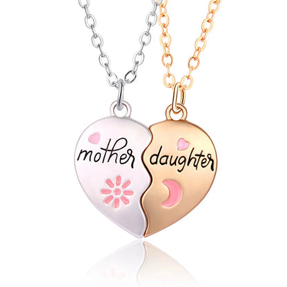 2PCS Mother and Daughter Matching Magnetic Heart Pendant Necklace Set Mother's Day Gift