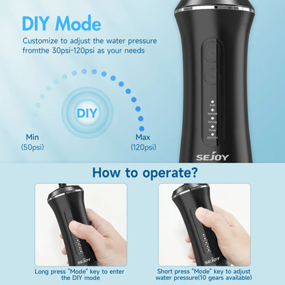 Water Flosser Cordless Electric Teeth Oral Irrigator Rechargeable 5 Modes 9 Jet Tips Portable Irrigator Dental for Travel Home