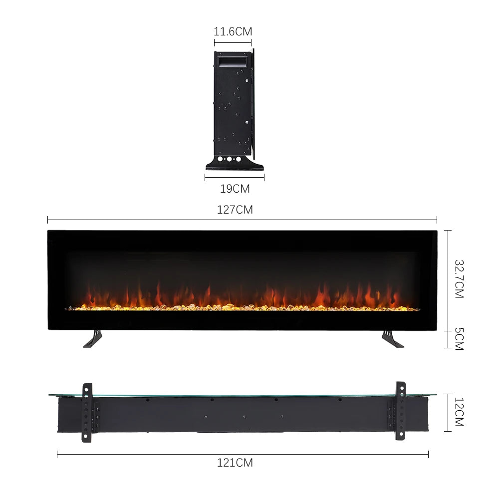 KOMORE Wall Mount Electric Fireplace with Remote Control, Automatic Safety Shutoff, 12 Flame Colors, 1800W 50&60 Inch