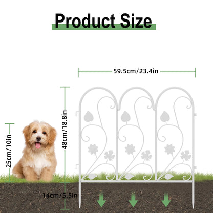 Rustproof Metal Garden Fence Panels, Border Edge, Flower Bed, Animal Dog Barrier, Border Edge, 32in x 10ft, 5 Pack