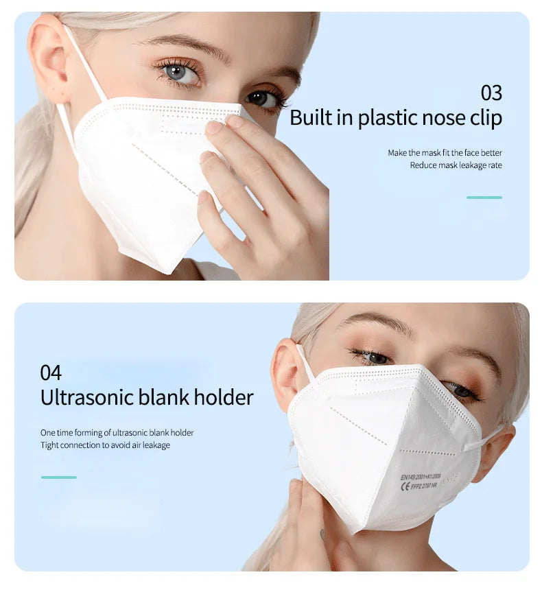 10-200PCS mascarillas fpp2 Black KN95 CE Certified FFP2 face mask mascarilla kn95 5Layers Non-wove Adult ffp2 mask kn95 reusable