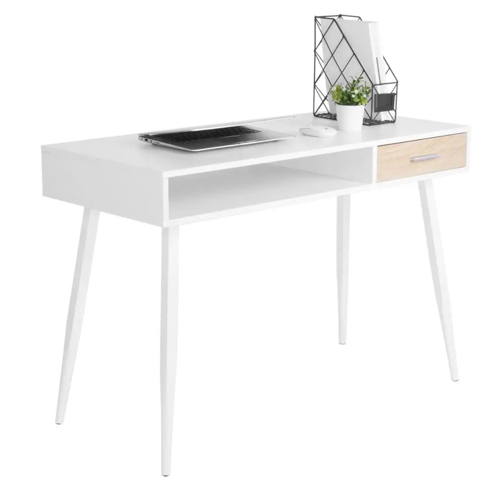 White Office Computer Desk Workstation a Drawer & an Open Compartment for Ample Storage Laptop Dining Gaming Study Writing Desk