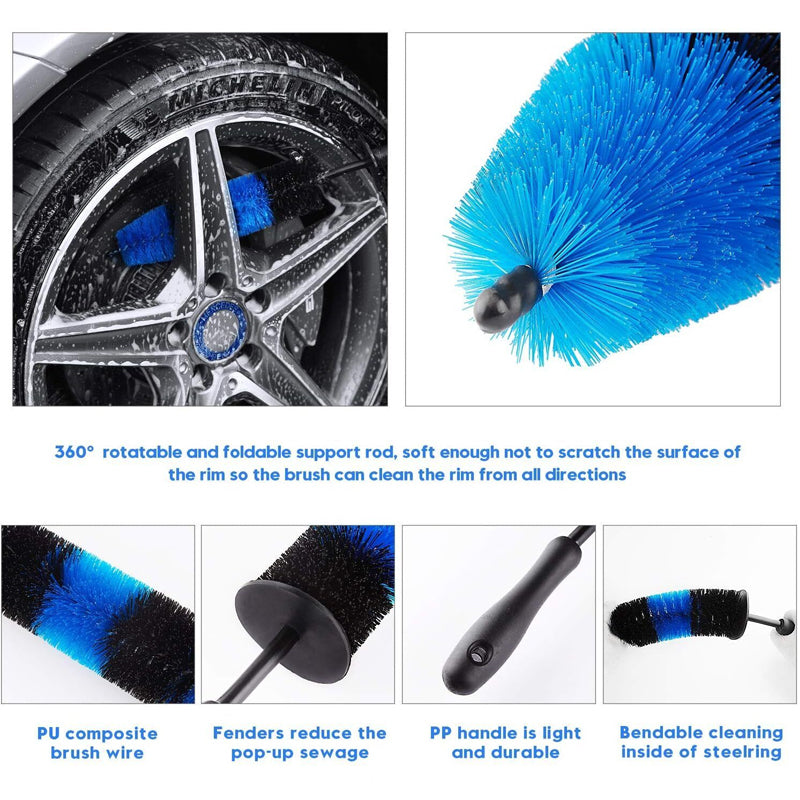 Car Detailing Brush Set for Wheel Cleaning Rotating Wheel Brush Car Cleaner