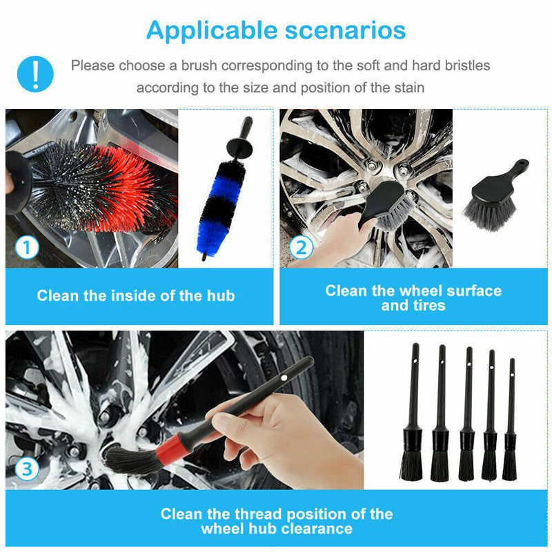 Car Detailing Brush Set for Wheel Cleaning Rotating Wheel Brush Car Cleaner