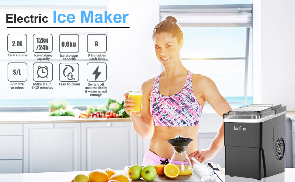 2.0L Countertop Ice Maker Machine Electric Automatic Fast Ice Cube Maker Machine