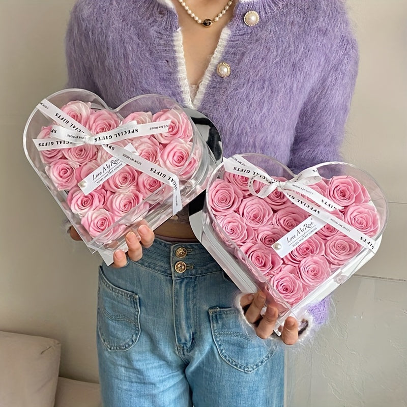 Eternal Love Heart: 16pcs Forever Rose Box - Preserved Roses for a Year, Perfect Gift for Her on Birthdays, Mother's Day & Valentine's