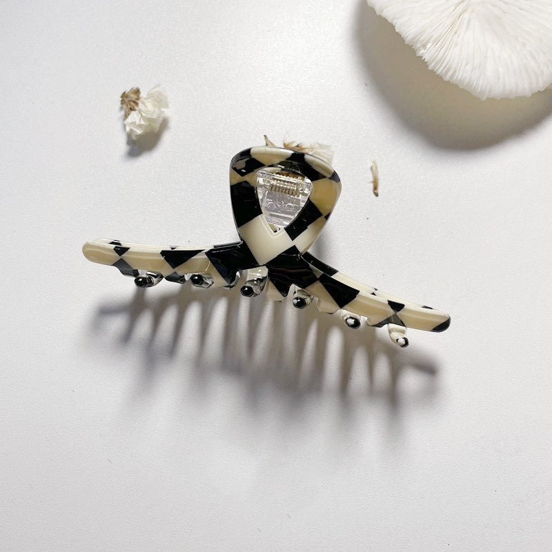 Simple Retro Black And White Checkerboard Series Hairpin