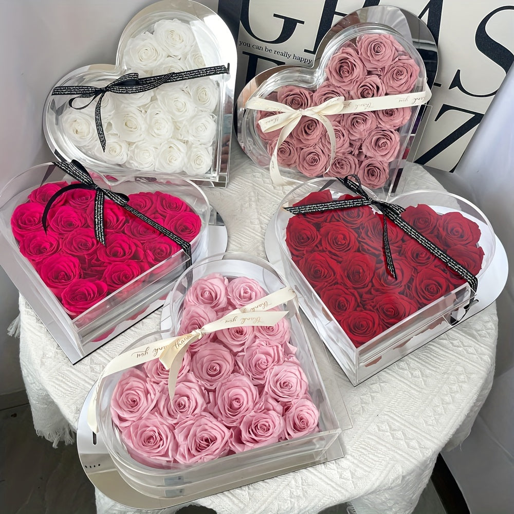 Eternal Love Heart: 16pcs Forever Rose Box - Preserved Roses for a Year, Perfect Gift for Her on Birthdays, Mother's Day & Valentine's