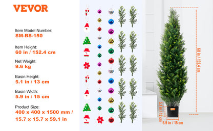 VEVOR Artificial Cedar Topiary Tree Evergreen Fake Pine Cypress Trees Plant Artificial Greenery Set for Home Decor IndoorOutdoor