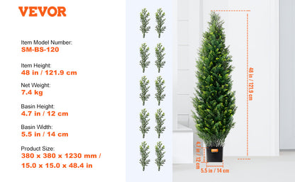 VEVOR Artificial Cedar Topiary Tree Evergreen Fake Pine Cypress Trees Plant Artificial Greenery Set for Home Decor IndoorOutdoor