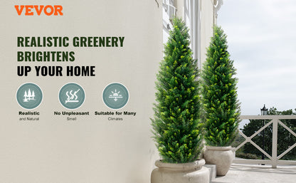 VEVOR Artificial Cedar Topiary Tree Evergreen Fake Pine Cypress Trees Plant Artificial Greenery Set for Home Decor IndoorOutdoor