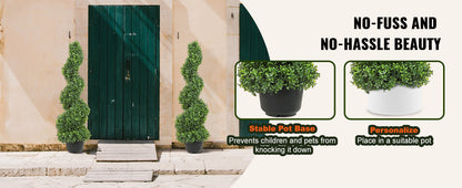 VEVOR 1/2pcs Artificial Boxwood Tower Topiary Spiral Artificial Plant 24/36/48in high Decorative Plants Green Plastic PE Tree