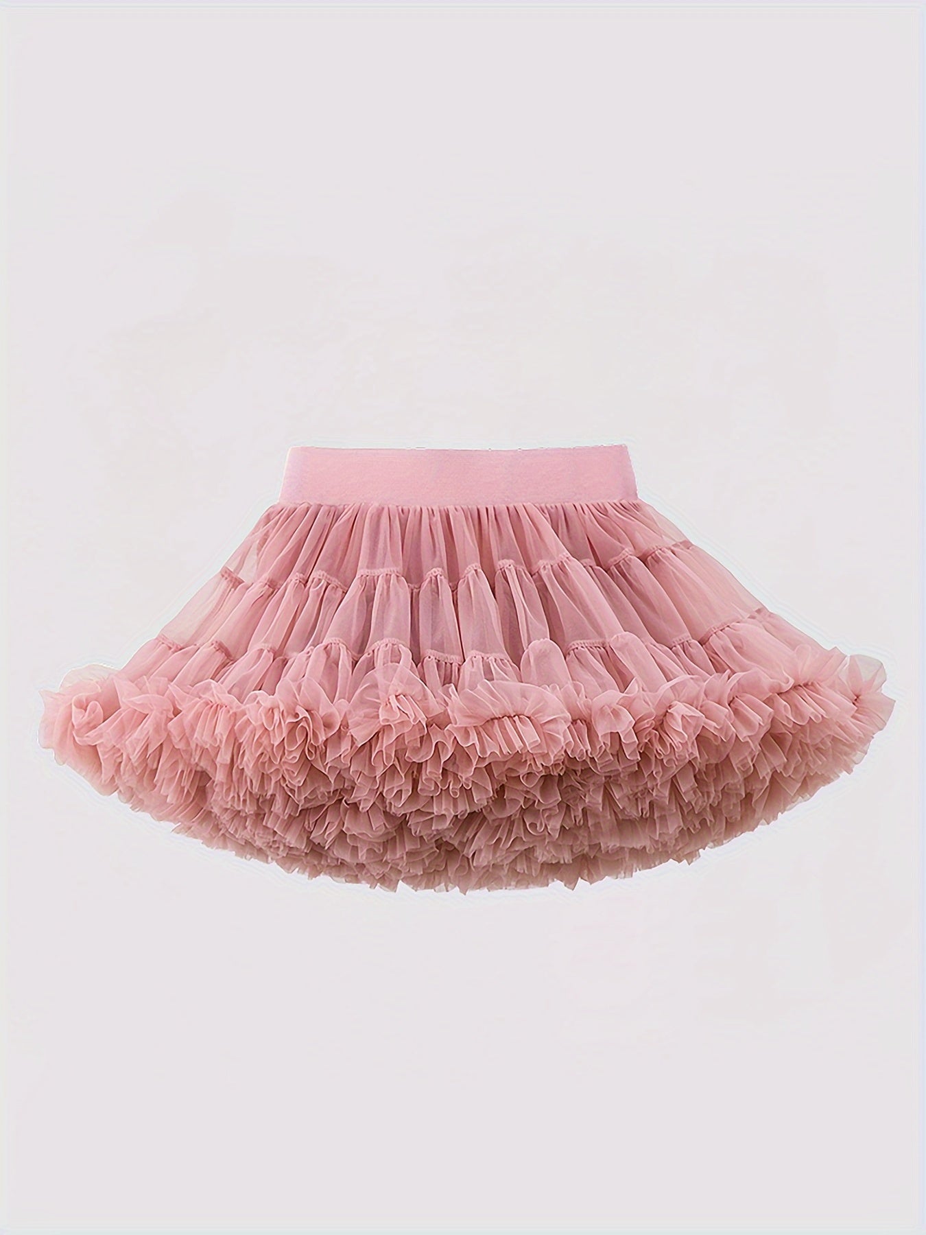 Girls Stunning & Cute Layered Ruffle Tutu Mesh Stage Performance Skirt For Birthday Party