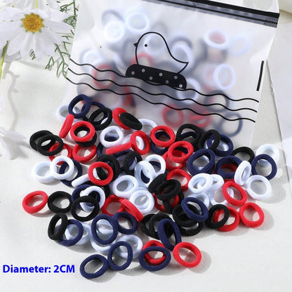 100 Bags Seamless Children's Towel Ring Braids Do Not Hurt Hair Candy Color Small Hair Ring High Elastic Rubber Band