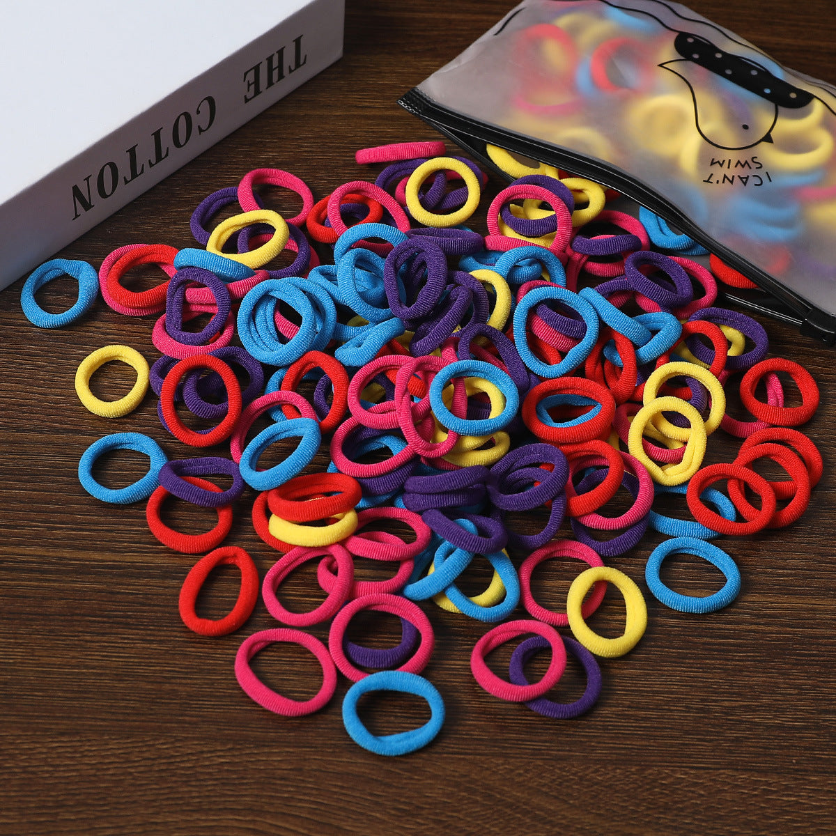 100 Bags Seamless Children's Towel Ring Braids Do Not Hurt Hair Candy Color Small Hair Ring High Elastic Rubber Band