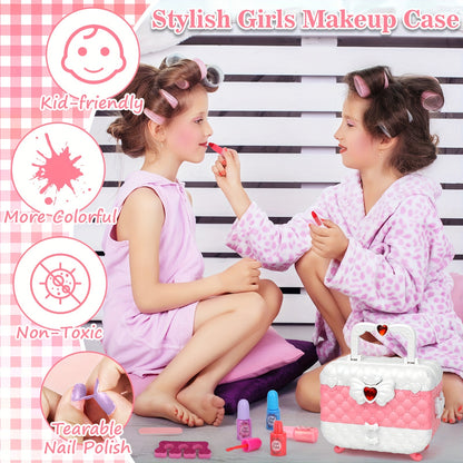 54PCS Kids Makeup Kit for Girl, Washable Kids Makeup Kit Girl Toys, Real Little Girls Makeup Kit for Kids 4-12, Birthday Gifts Christmas Toys for Girls 4 5 6 7 8 9 Year Old