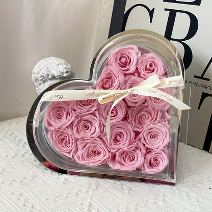 Eternal Love Heart: 16pcs Forever Rose Box - Preserved Roses for a Year, Perfect Gift for Her on Birthdays, Mother's Day & Valentine's