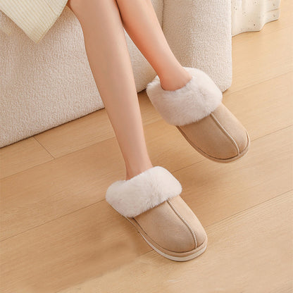 Winter Warm Plush Home Slippers Indoor Fur Slippers Women Soft Lined Cotton Shoes Comfy Non-Slip Bedroom Fuzzy House Shoes Women Couple