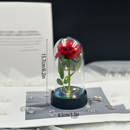 Eternal LED Rose in Glass Dome - Romantic Acrylic Artificial Flower, Perfect for Mother's Day, Weddings, Valentine's, Anniversaries, Christmas & Birthdays