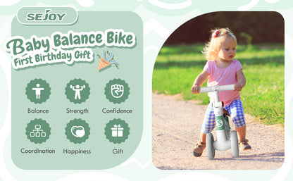 SEJOY Baby Balance Bike 4 Wheels Toddler Walker Bicycle Toys Birthday Gifts For Girl Boy 3 Colors 1-3 Years Old Kids