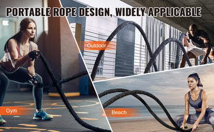 VEVOR Battle Rope Polyester Exercise Rope Battle Exercise Equipment with Protective Sleeve and Anchor Heavy Weighted Pull Rope