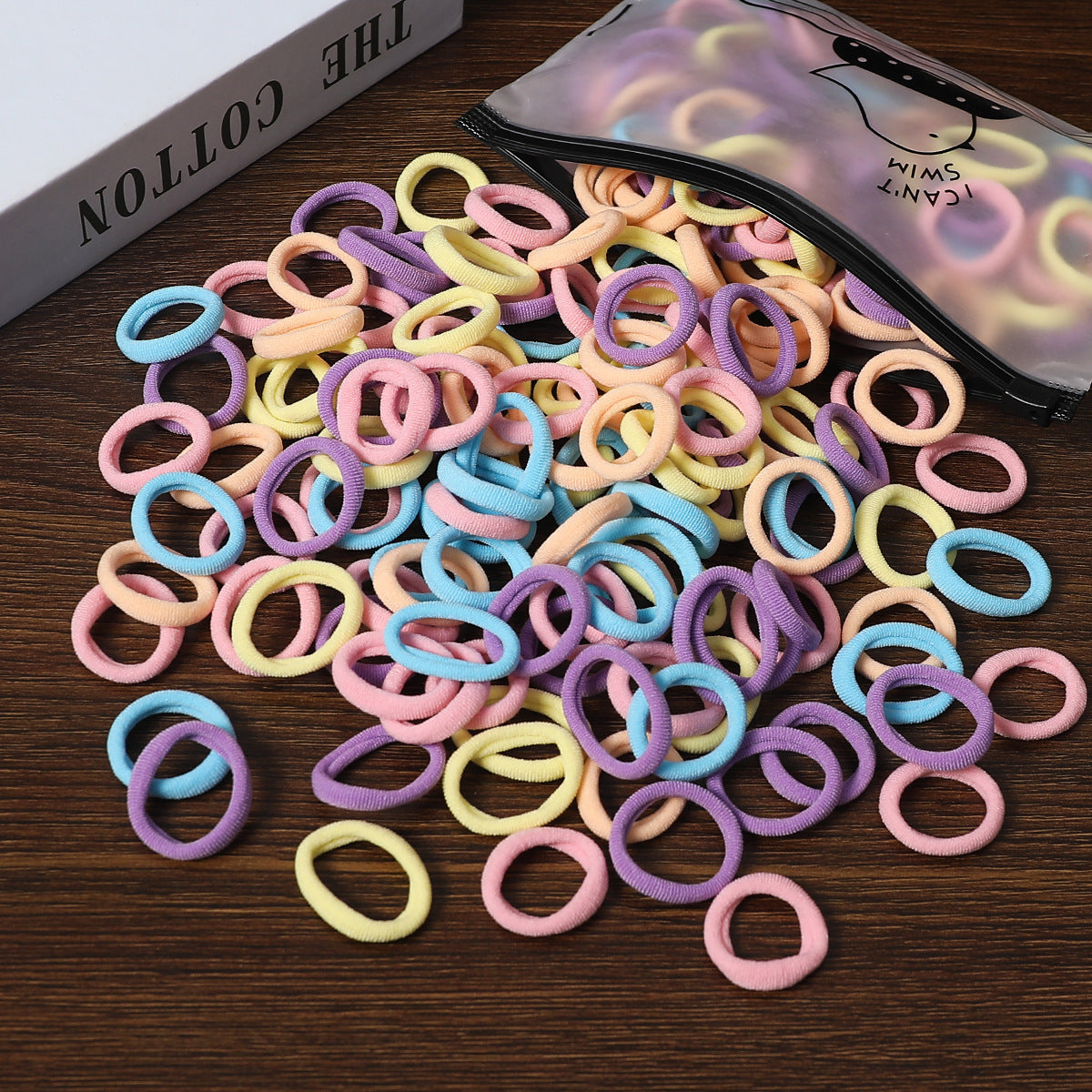 100 Bags Seamless Children's Towel Ring Braids Do Not Hurt Hair Candy Color Small Hair Ring High Elastic Rubber Band