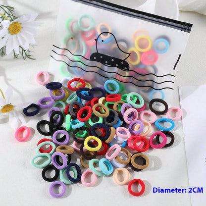 100 Bags Seamless Children's Towel Ring Braids Do Not Hurt Hair Candy Color Small Hair Ring High Elastic Rubber Band