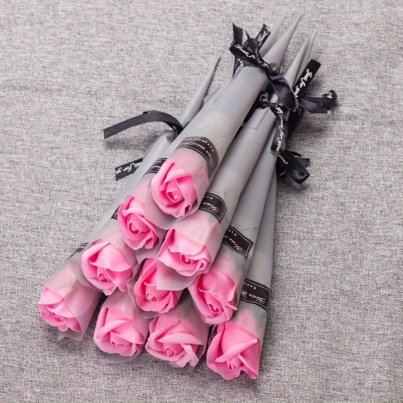 20pcs Glam Style Artificial Roses Bouquet - Plastic & Polyester Eternal Flowers Home Decor for Mother's Day, Father's Day, Thanksgiving, Graduation - Elegant Forever Love Token Gifts without Feathers