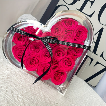 Eternal Love Heart: 16pcs Forever Rose Box - Preserved Roses for a Year, Perfect Gift for Her on Birthdays, Mother's Day & Valentine's