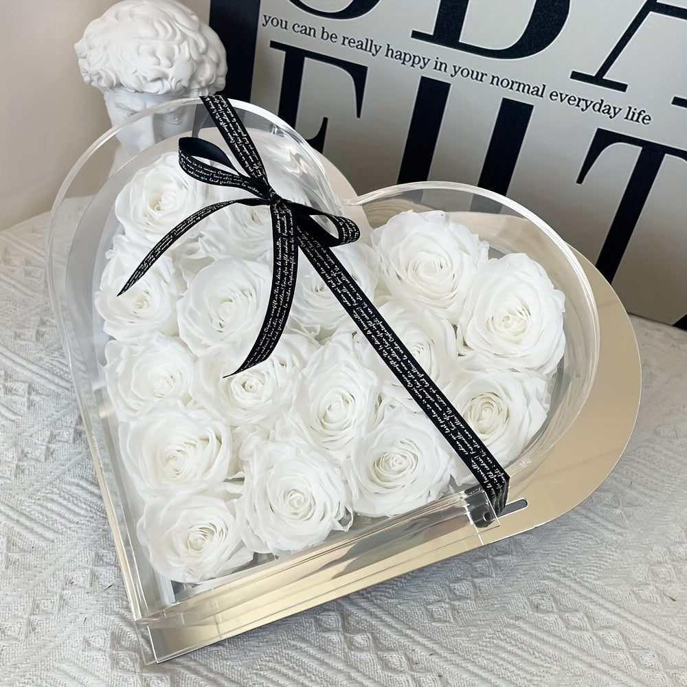 Eternal Love Heart: 16pcs Forever Rose Box - Preserved Roses for a Year, Perfect Gift for Her on Birthdays, Mother's Day & Valentine's