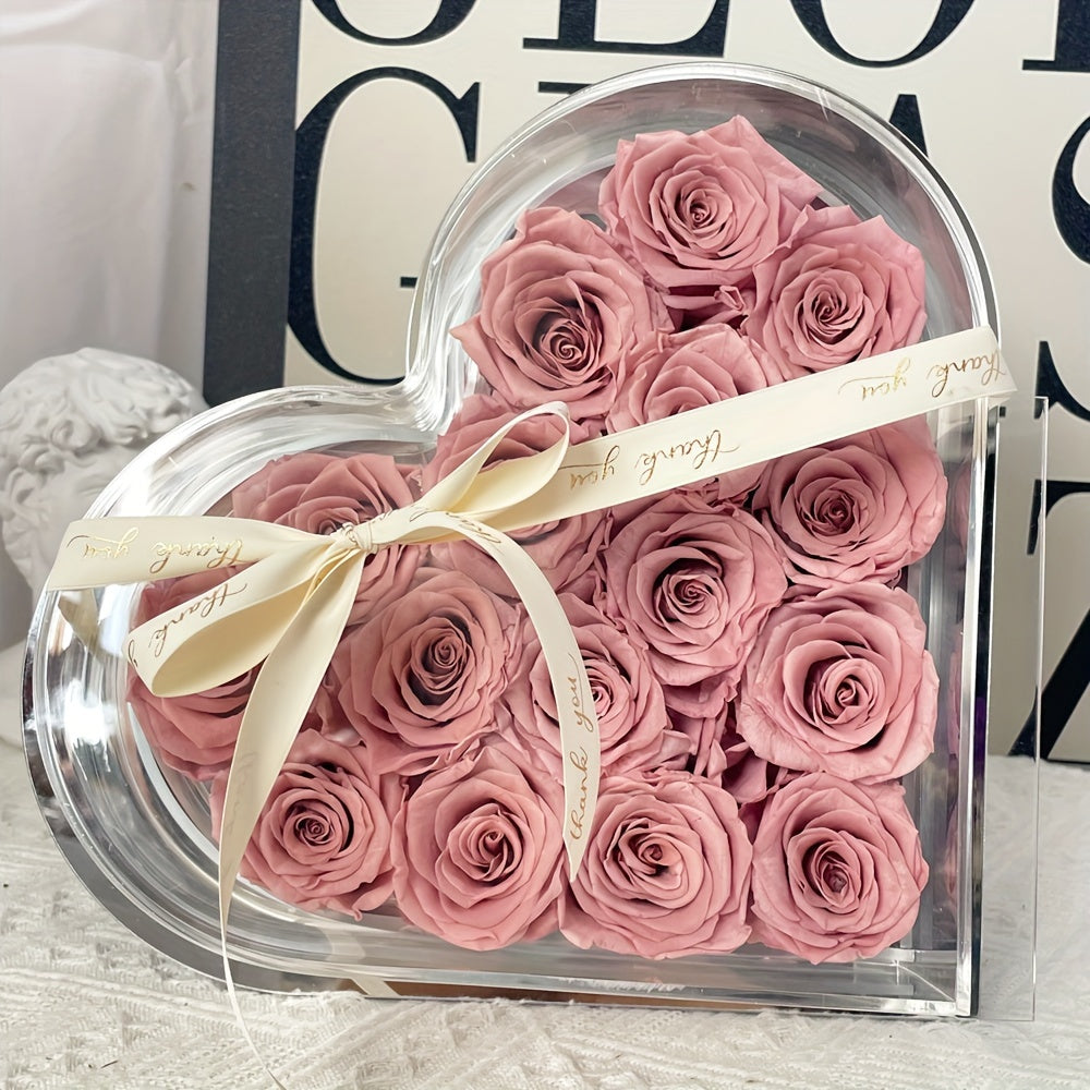 Eternal Love Heart: 16pcs Forever Rose Box - Preserved Roses for a Year, Perfect Gift for Her on Birthdays, Mother's Day & Valentine's