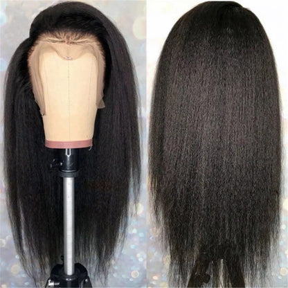 Wig Mid-Point Black Long Straight Hair High Temperature Silk Fluffy Wig