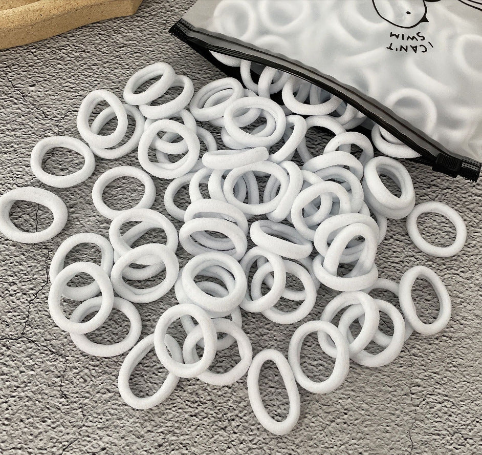 100 Bags Seamless Children's Towel Ring Braids Do Not Hurt Hair Candy Color Small Hair Ring High Elastic Rubber Band