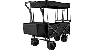 VEVOR Folding Wagon Cart W/ Adjustable Handle Bar Removable Canopy Oxford Cloth Collapsible Shopping Outdoor Camping Beach Cart