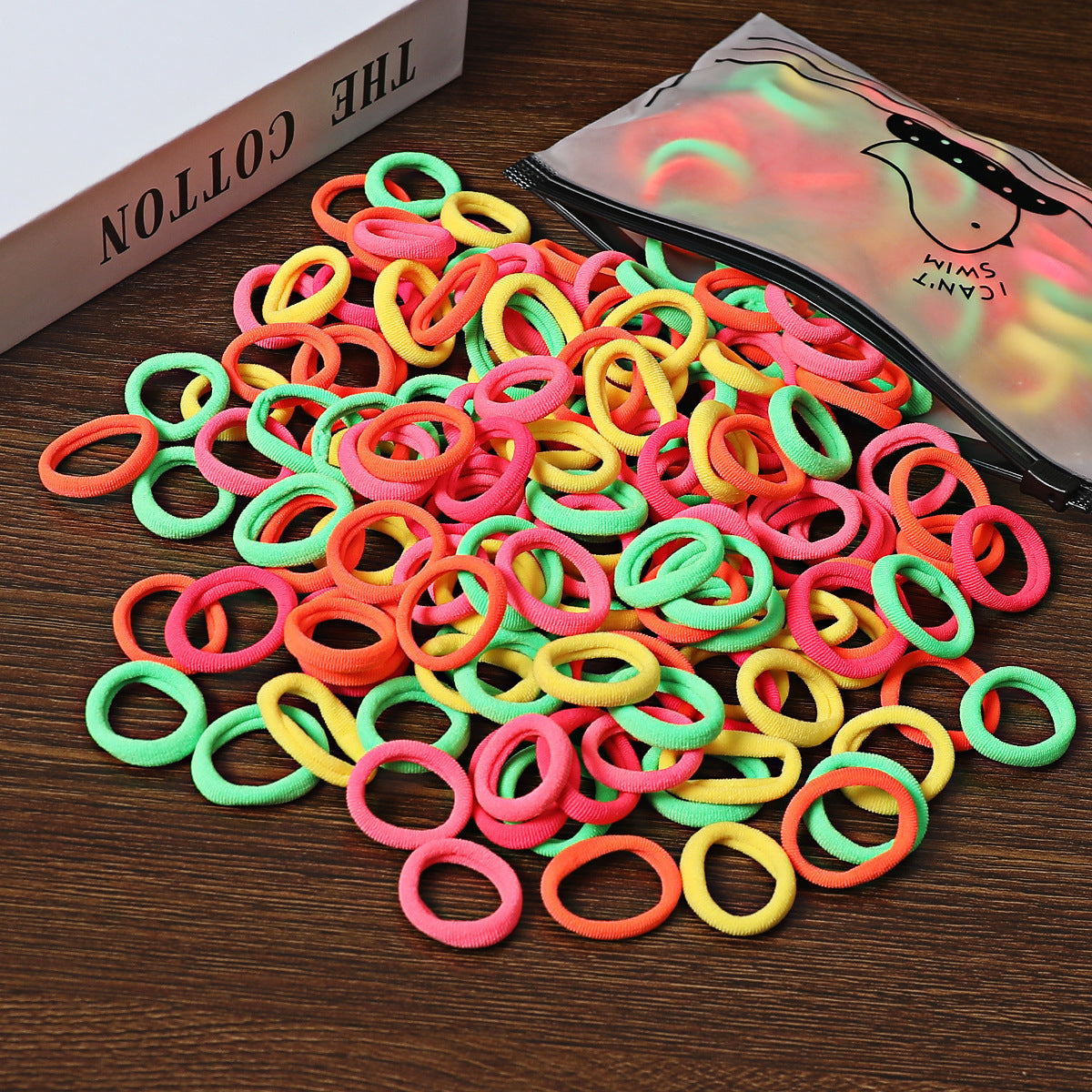 100 Bags Seamless Children's Towel Ring Braids Do Not Hurt Hair Candy Color Small Hair Ring High Elastic Rubber Band