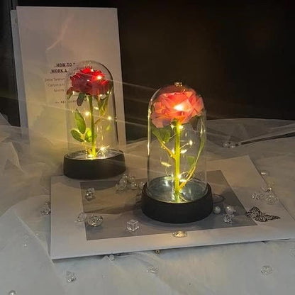 Eternal LED Rose in Glass Dome - Romantic Acrylic Artificial Flower, Perfect for Mother's Day, Weddings, Valentine's, Anniversaries, Christmas & Birthdays