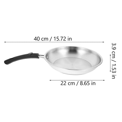 22cm Stainless Steel Frying Pan Non-stick Steak Wok Pan Saucepan Cooking Pot For Gas Stove Kitchen Cookware