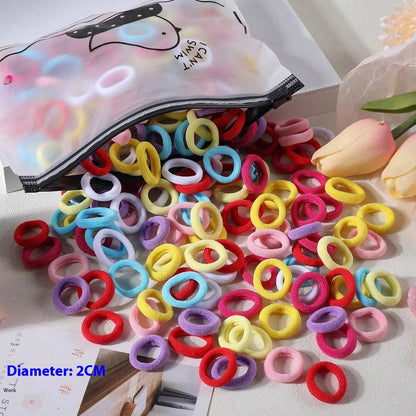 100 Bags Seamless Children's Towel Ring Braids Do Not Hurt Hair Candy Color Small Hair Ring High Elastic Rubber Band