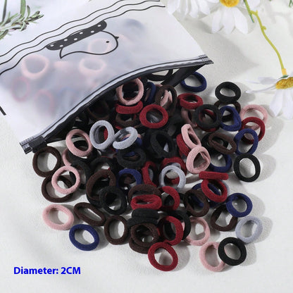 100 Bags Seamless Children's Towel Ring Braids Do Not Hurt Hair Candy Color Small Hair Ring High Elastic Rubber Band