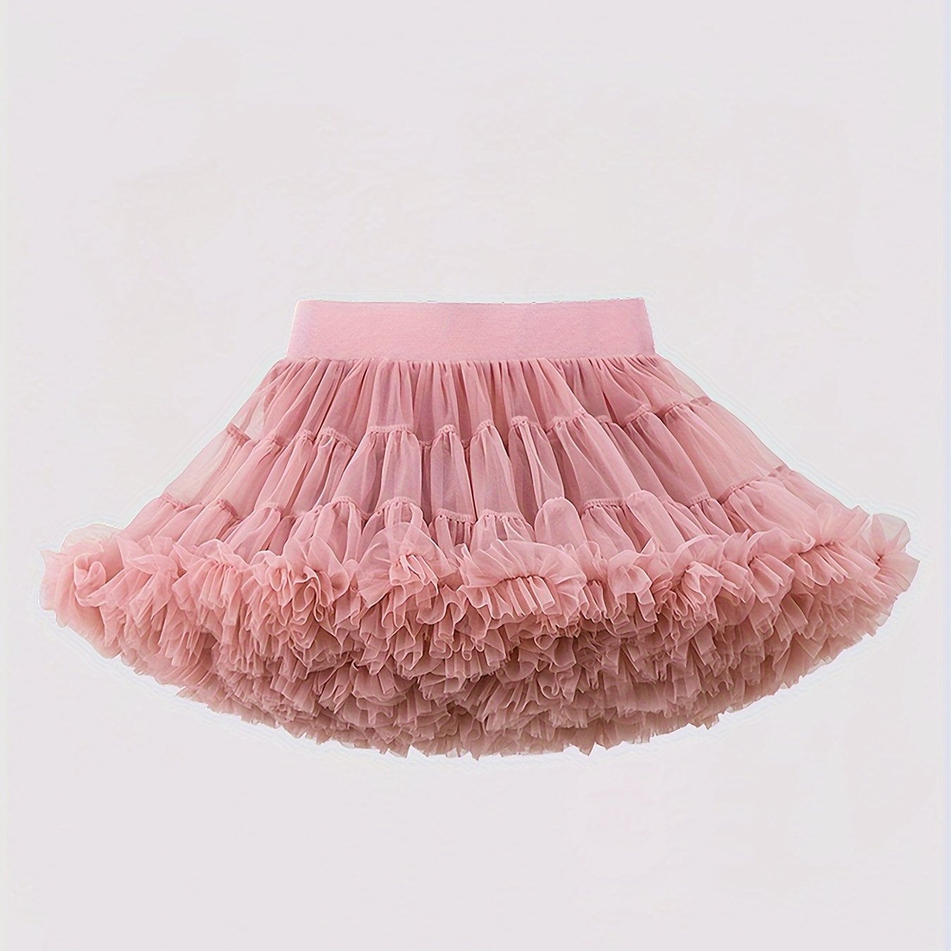 Girls Stunning & Cute Layered Ruffle Tutu Mesh Stage Performance Skirt For Birthday Party