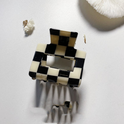 Simple Retro Black And White Checkerboard Series Hairpin