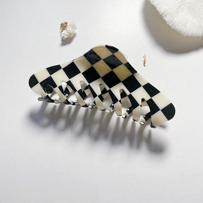 Simple Retro Black And White Checkerboard Series Hairpin